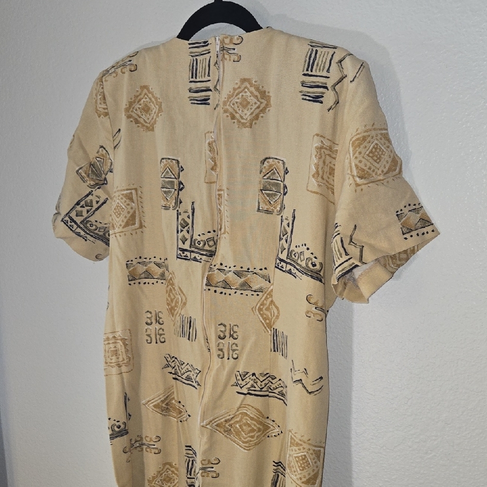 Chic Beige Patterned Midi Dress - image 8